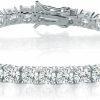 MDFUN 18K White Gold Plated Men Tennis Bracelet,5Mm Cubic Zirconia Charm Bracelet For Women And Men, 6-8.5 Inches Best