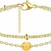 JoycuFF 18K Gold Initial Bracelets For Teen Girls Women Beaded Initial Charm Bracelet For Women Adjustable Layered Papercilp Link Chain A-Z Letter Jewelry Christmas Mother'S Day Birthday Gift Idea For Her Online