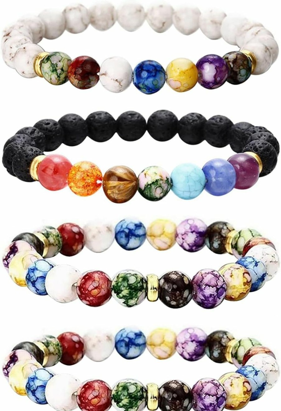 Generic Healing Crystals Bracelet Handmade Natural Gemstones Beads Bracelet Elastic Natural Stone Yoga Beads Bracelet Bangle Gifts Best