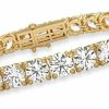 Diamond2Deal 14K Gold Round Cut Lab Grown Diamond Tennis Bracelet Gift For Women (1 Ct To 10 Ct, Color-D, Clarity- Vs) Online