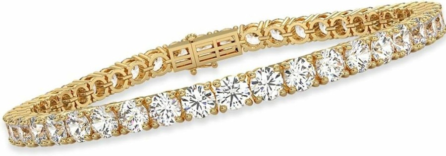 Diamond2Deal 14K Gold Round Cut Lab Grown Diamond Tennis Bracelet Gift For Women (1 Ct To 10 Ct, Color-D, Clarity- Vs) Online