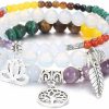 UEUC Ueuc Tree Of Life Yoga Healing Stone Bracelets,Multilayer Lotus Chakra Stone Reiki Bracelet Sets,Anxiety Crystal Natural Stone,For Women Stress Relief Clearance