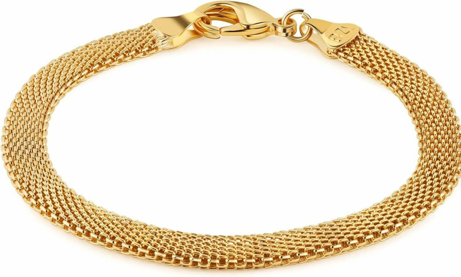 Barzel Barzel 18K Gold Plated Mesh Bracelet For Women 7.5 Inches - Made In Brazil Hot