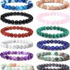 WAINIS Wainis 12Pcs 8Mm Semi-Precious Beaded Bracelets For Men Women Healing Stretch Round Bead Crystal Gemstones Bracelets Uni Online