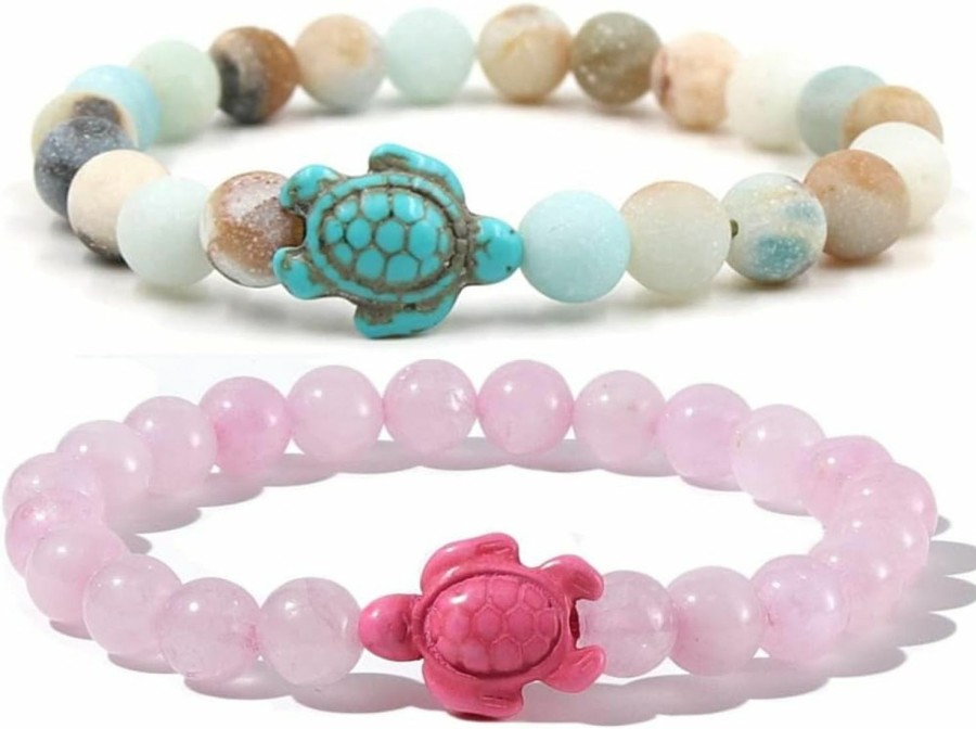 Caiyao Caiyao 8Mm Sea Turtles Beads Bracelet Turquoise Natutal Stone Elastic Stretch Bracelet For Women Men Online