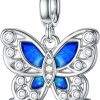 LONAGO Lonago Red Cardinal/Dragonfly/Hummingbird/Blue Jay/Butterfly Charm 925 Sterling Silver Dangle Bird Bead Fit Bracelet Our Love Never Dies Gifts For Women Mom New