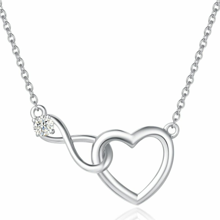 FANCIME Fancime Infinity Love Heart Necklace Bracelet 925 Sterling Sliver Gold Plated Dainty Simulated Diamond Jewelry Birthday Anniversary For Women Girls Mom Her Wife Lady, Adjustable Chain Online