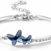 T400 T400 Bracelets For Women Blue Purple Pink Butterfly Crystal Bangle Link Bracelet Jewelry Birthday Gift For Her Hot