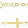 GELIN 14K Real Gold Cross Bracelet | 14K Solid Gold Crucifix Bracelet For Women | Dainty Sideways Cross Bracelet | Women'S 14K Gold Religious Jewelry | Gift For Her, Adjustable 6\" To 7\" Wholesale