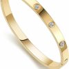 RIMRIVA Gold Bracelets For Women 14K Gold Plated Friendship Love Bangle Bracelets Cubic Zirconia Stainless Steel Bracelet Jewelry Christmas Graduation Mothers Day Gifts For Women Teen Girls New