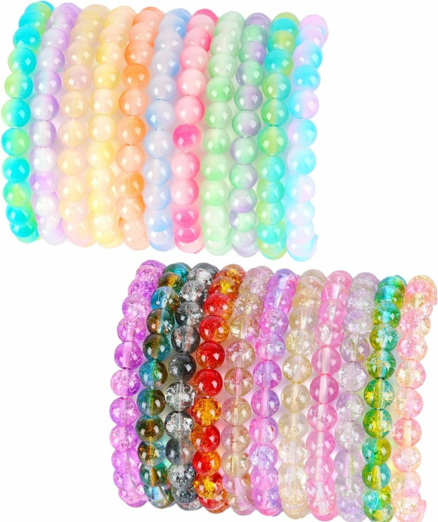 JEWPARK Jewpark 22Pcs 8Mm Crystal Beaded Bracelets For Women Stackable Multicolor Glass Bead Stretch Bracelets Jewelry Set Hot