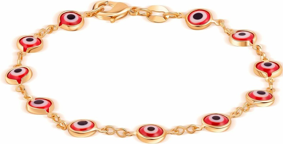 Barzel Barzel 18K Gold Plated Multicolored Evil Eye Bracelet For Women - Made In Brazil Wholesale