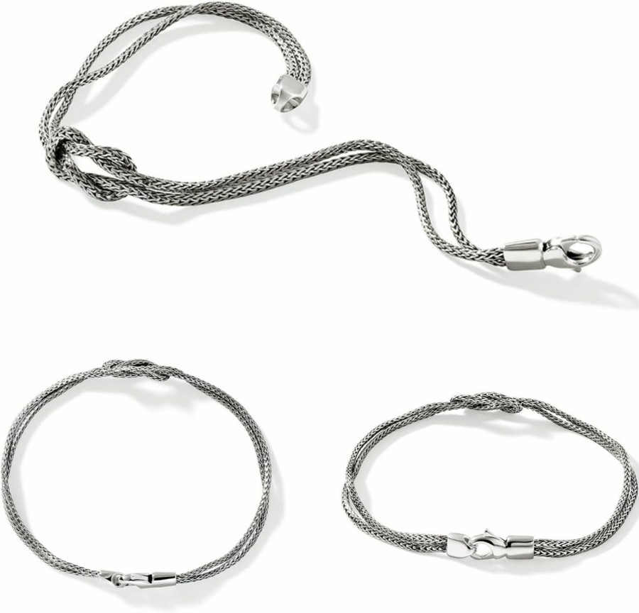 John Hardy John Hardy Love Knot Collection Bracelet, 1.8Mm 925-Sterling Silver Double Chain Bracelet, Designer Wrist Bracelet For Men & Women, Lobster Claw Closure Clearance