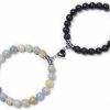 Leatic Leatic Magnetic Couple Bracelets Relationship Distance Bracelet Heart Energy Stone Beads Gemstone Beaded Agate Bracelet Matching Bracelets For Couples Friendship Best Friend Boyfriend And Girlfriend Best