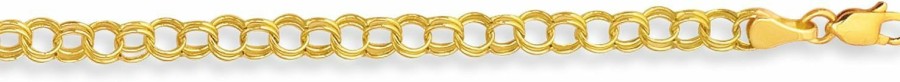 Ritastephens Ritastephens 14K Solid Real Yellow Gold Link Charm Bracelet 7 1/4\" Clearance