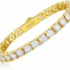 TUHE 4.8-21 Carats Moissanite Tennis Bracelet Diamond Tennis Bracelets For Women Men 18K White Gold/Yellow Gold Plated 925 Sterling Silver Bracelet 3Mm/4Mm/5Mm D Color Vvs1 Round Cut Lab Created Moissanite Diamond Bracelet With Gra Certificate Mother'S Day Gift New