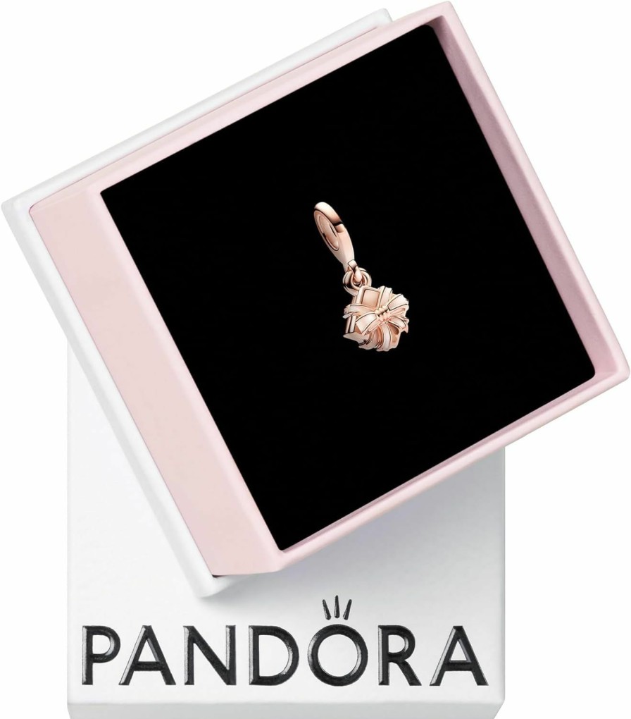 Pandora Pandora Happy Birthday Gift Openable Dangle Charm - Bracelet Charm Me & Moments Bracelets - Stunning Women'S Jewelry - 14K Rose Gold & Enamel - With Gift Box Hot