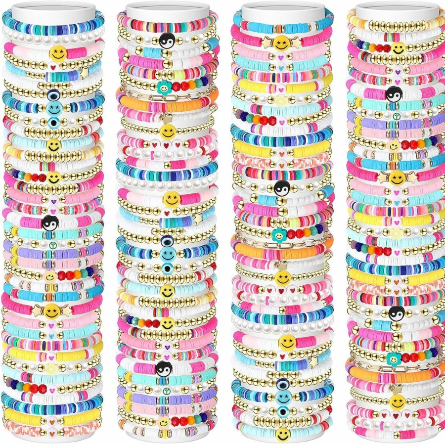 Equsion Equsion 150 Pcs Preppy Heishi Bracelets Set Friendship Bracelets Bulk Adjustable Stretch Beaded Bracelets Colorful Clay Bracelets Bohemian Aesthetic Jewelry For Women Girls Christmas Birthday Party Online