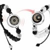 TOTWOO Totwoo Long Distance Touch Bracelet For Couples, Natural Black Matte Agate & White Howlite Energy Beads Bracelet For Long Distance Relationship Gifts, Bluetooth Smart Pairing Jewelry Online