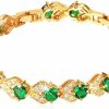 U7 U7 Green Emerald/Blue/Red/Colorful Tennis Bracelets, 18K Gold Plated Platinum Link Chain Diamond Cut Simulated Gem Crystal Bracelet,Resizable Length 6-8 Inches,Wedding Mothers Day Gift For Women Best