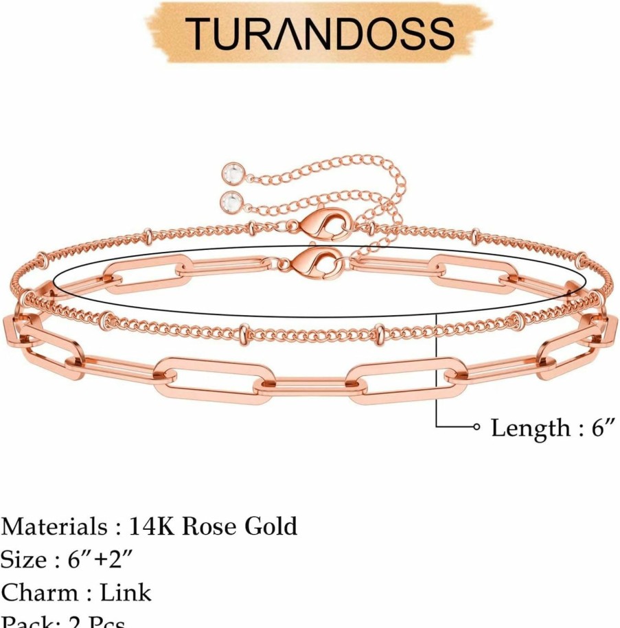 Turandoss Dainty Gold Bracelets For Women, 14K Gold Filled Adjustable Layered Bracelet Cute Evil Eye Oval Chain Pearl Bar Turtle Gold Bracelets For Women Jewelry Best