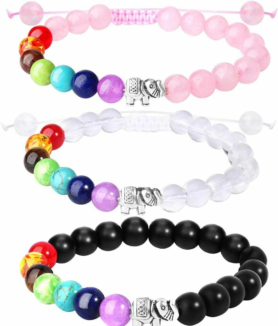 ONESING Onesing 2-12 Pcs Chakra Bracelets For Women Rock 7 Chakras Crystals And Healing Stones Bracelets 8Mm Crystal Bracelets Yoga Beaded Bracelets For Women Men Essential Oil Diffuser Hot