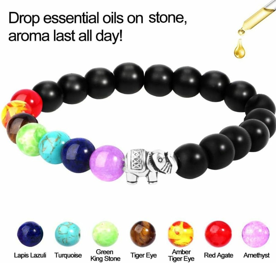 ONESING Onesing 2-12 Pcs Chakra Bracelets For Women Rock 7 Chakras Crystals And Healing Stones Bracelets 8Mm Crystal Bracelets Yoga Beaded Bracelets For Women Men Essential Oil Diffuser Hot