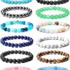 Leocuci Leocuci 12Pcs 8Mm Semi-Precious Beaded Bracelets For Men Women Healing Stretch Round Bead Crystal Gemstones Bracelets Clearance