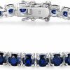 MORGAN & PAIGE Morgan & Paige .925 Sterling Silver Tennis Bracelet For Women - Genuine Natural Or Created 4Mm Gemstone Round Cut Birthstones, 7.25\" New