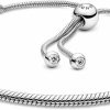 Pandora Pandora Moments Snake Chain Slider Bracelet - Charm Bracelet For Women - Mother'S Day Gift - Sterling Silver With Clear Cubic Zirconia - 11\" Hot